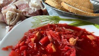 Украинский Борщ с Салом Вкусная Еда Классический Рецепт Борща